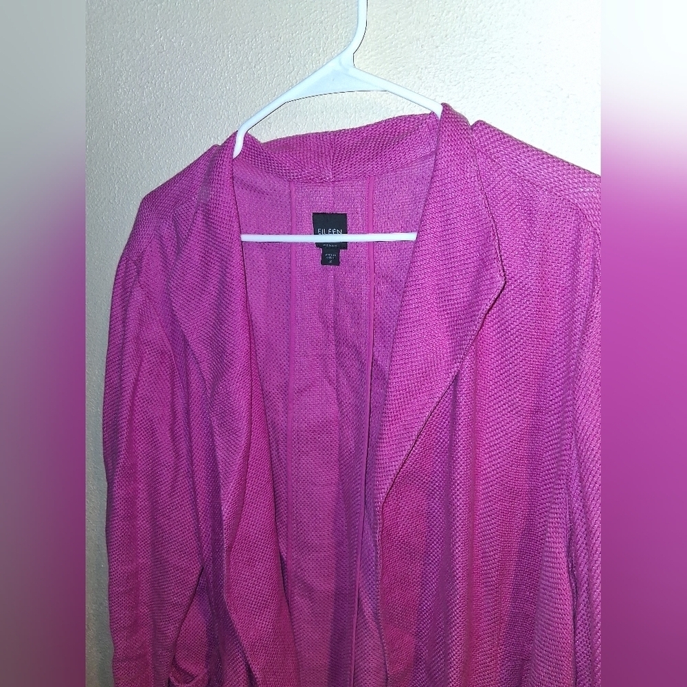 Eileen Fisher Pink Linen Cotton Blend Textured  Blazer 1X - Picture 2 of 8